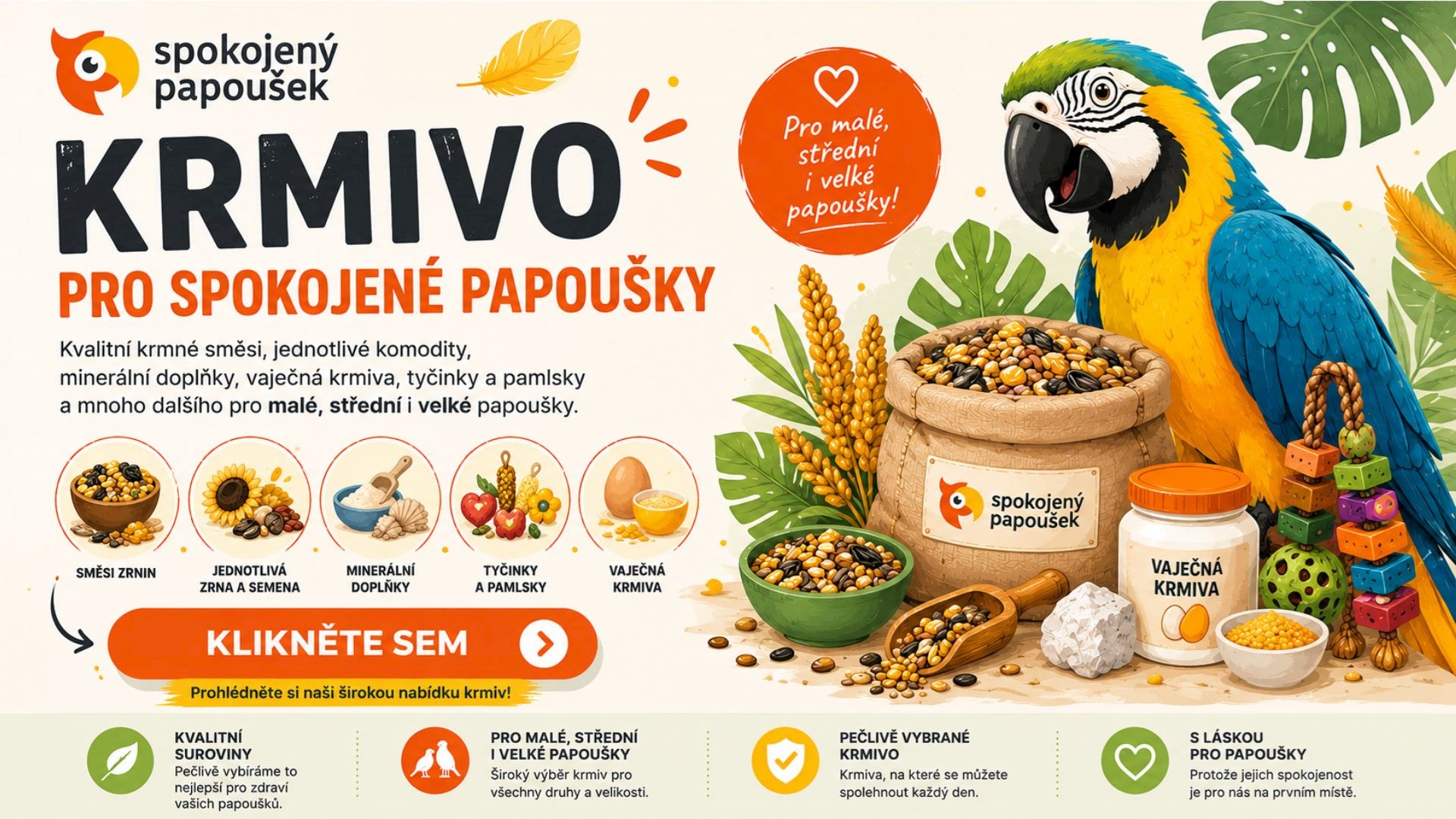 Krmivo pro spokojené papoušky