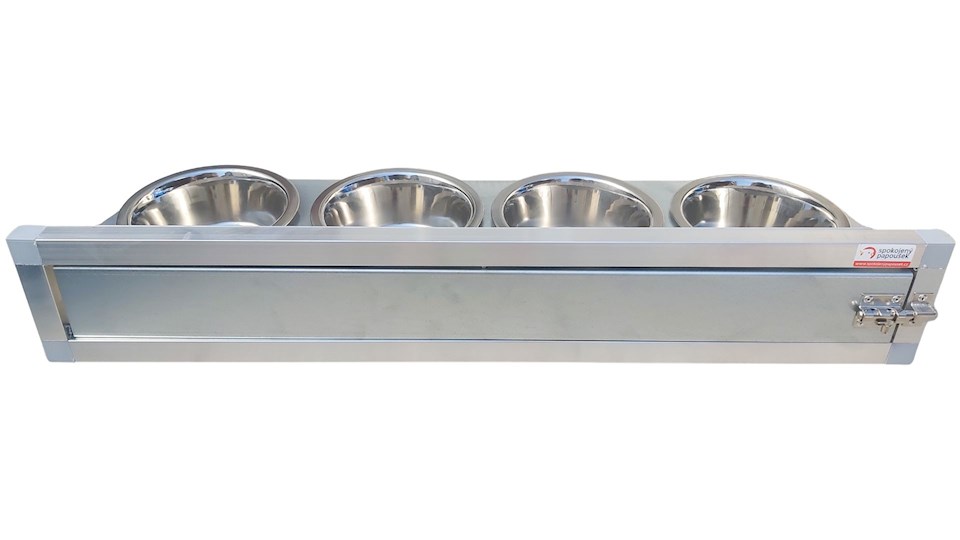 Krmný otočný pult se čtyřmi miskami (Čtyřmiska - pozink)