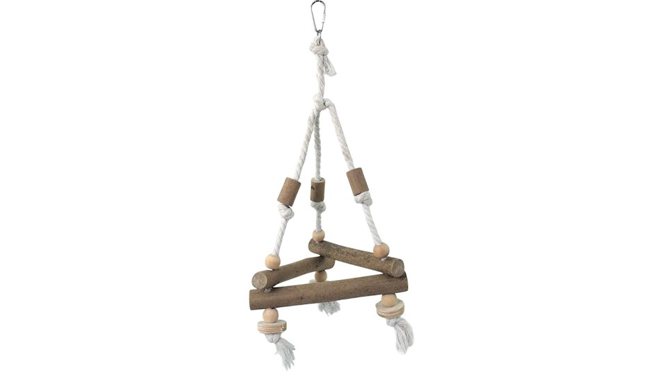 Hračka EP závěsný dřevěný triangl s lanem 37 cm