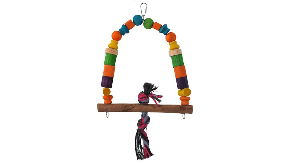 Houpačka BJ dřevěná s uzlem barevná 32 cm