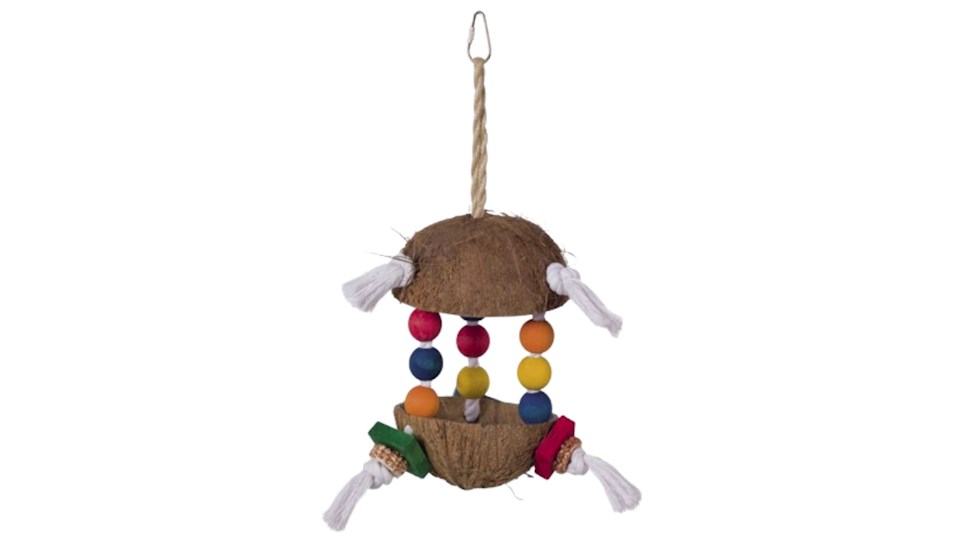 Hračka pro papoušky kokos 34x15 cm