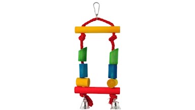 Houpačka BJ dřevěná s lanem barevná 25 cm