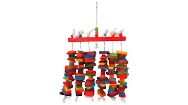 Hračka BJ závěsná s barevnými dřívky a zvonečkem 70x40 cm